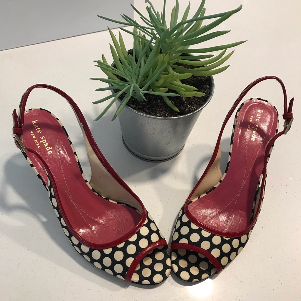 ♠️ Kate Spade Kitten Heel Peep Toe Slingback ♠️